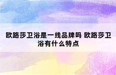 欧路莎卫浴是一线品牌吗 欧路莎卫浴有什么特点